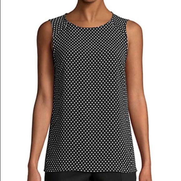 Jones New York Polka Dot Sleeveless Top-BLACK-Small - Picture 1 of 2